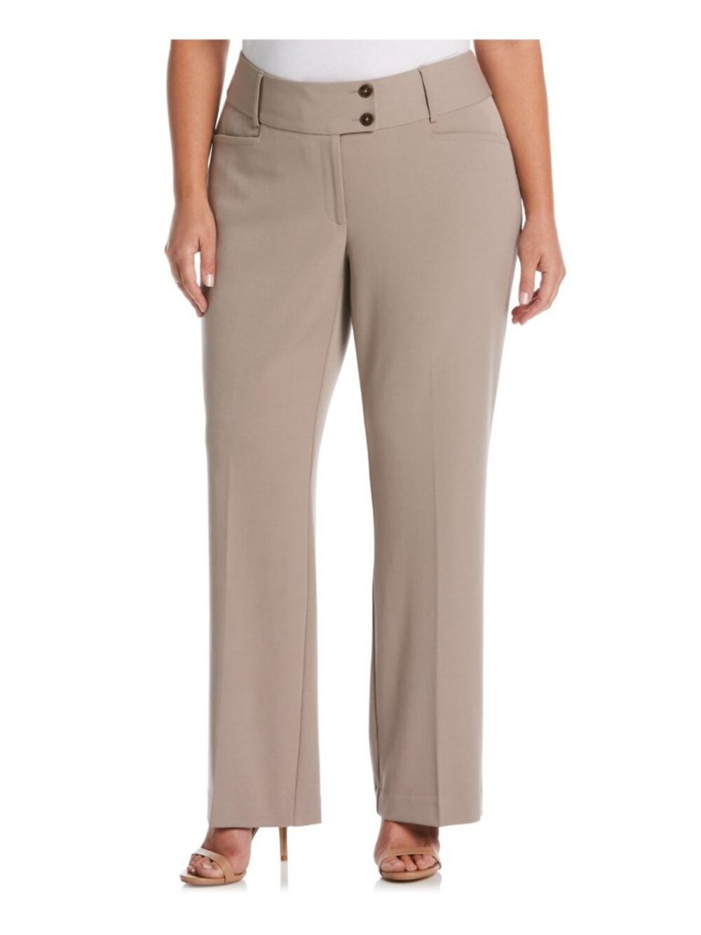Rafaella Plus Size 20W Curvy Fit Bootcut Pant Beige Sand Straw Color MSRP $89